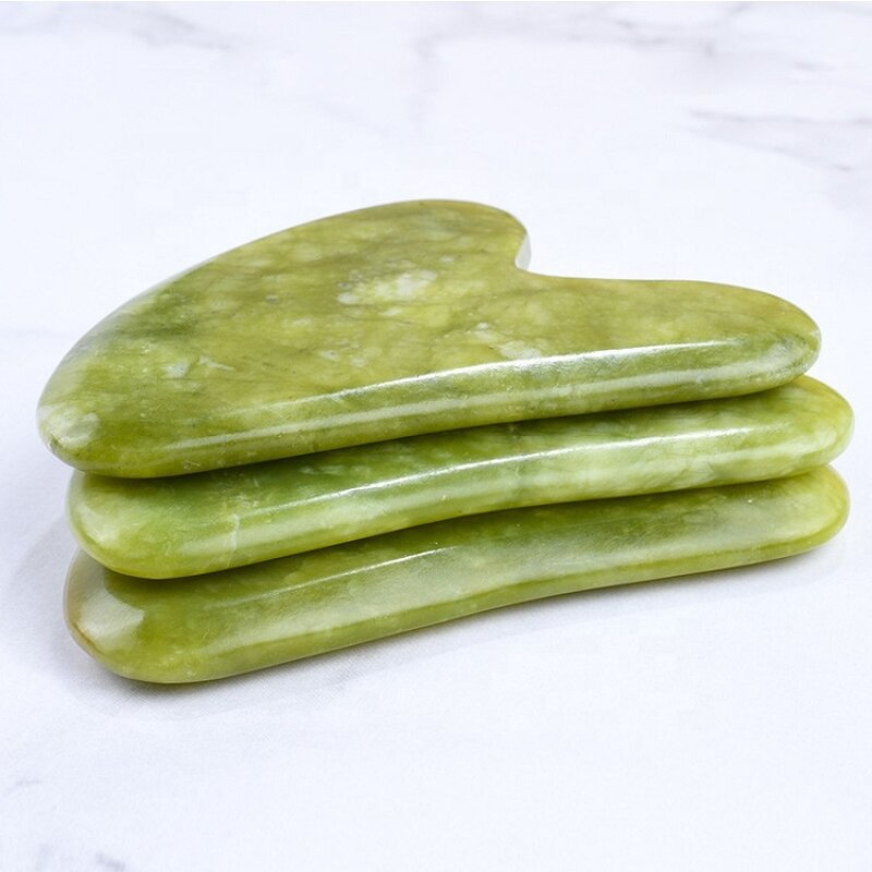 Gua Sha Stone Manufacturer - 100% Natural Green Jade Scraping for Face Body Eye Neck - Cheapest