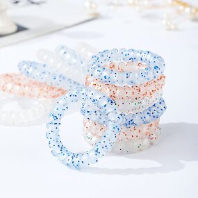 Hair Ties Manufacturer - 5.5CM Fashion Candy Color Print Telephone Wire Spiral Frosted Elastic Cords