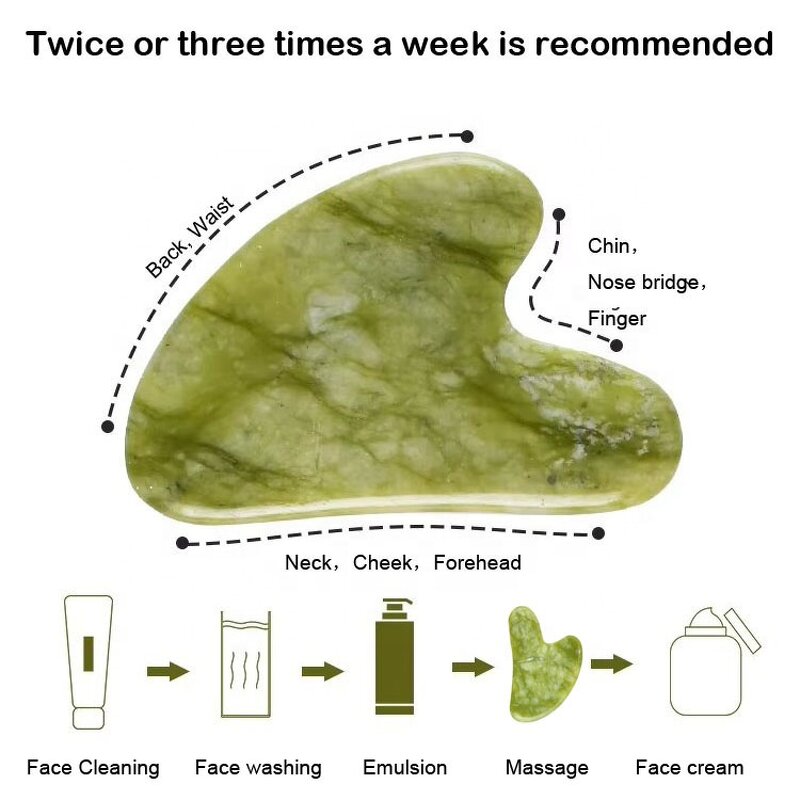 Gua Sha Stone Manufacturer - 100% Natural Green Jade Scraping for Face Body Eye Neck - Cheapest