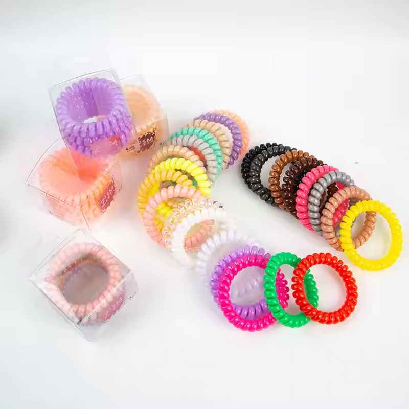 Hair Ties Manufacturer - Wholesales Women Jelly Jewelry 5.5CM Telephone Wire Spiral Coils Elastic