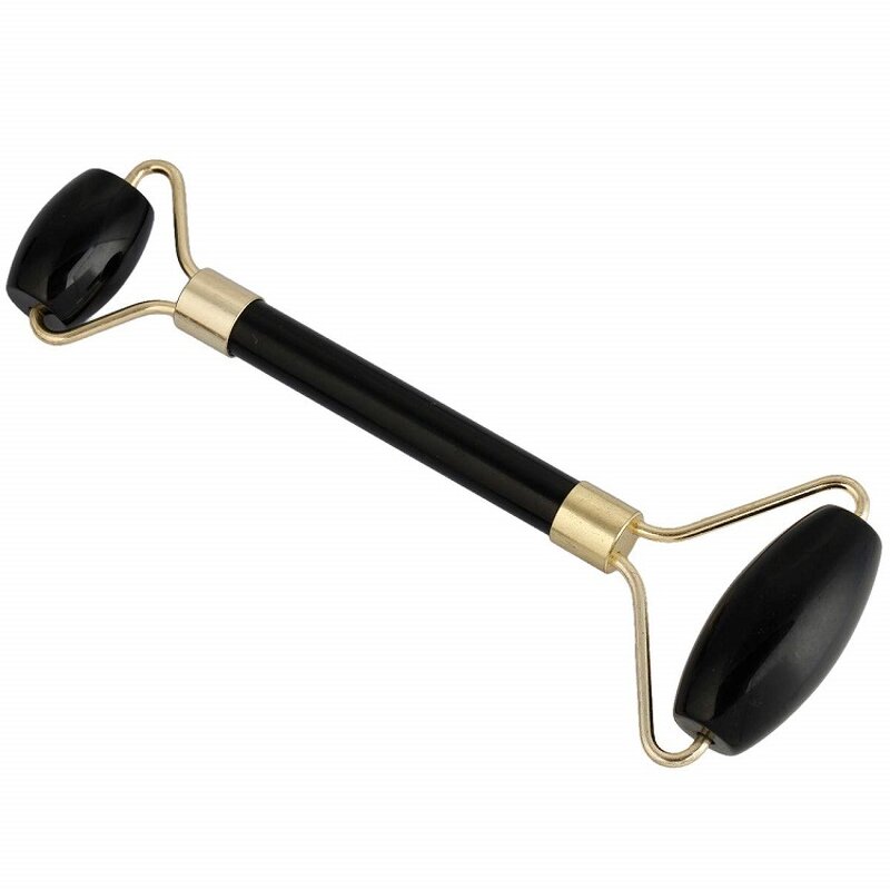 Face Massager Kit Manufacturer - Custom Logo SPA Collection Natural Black Obsidian Jade Roller & Gua Sha Set