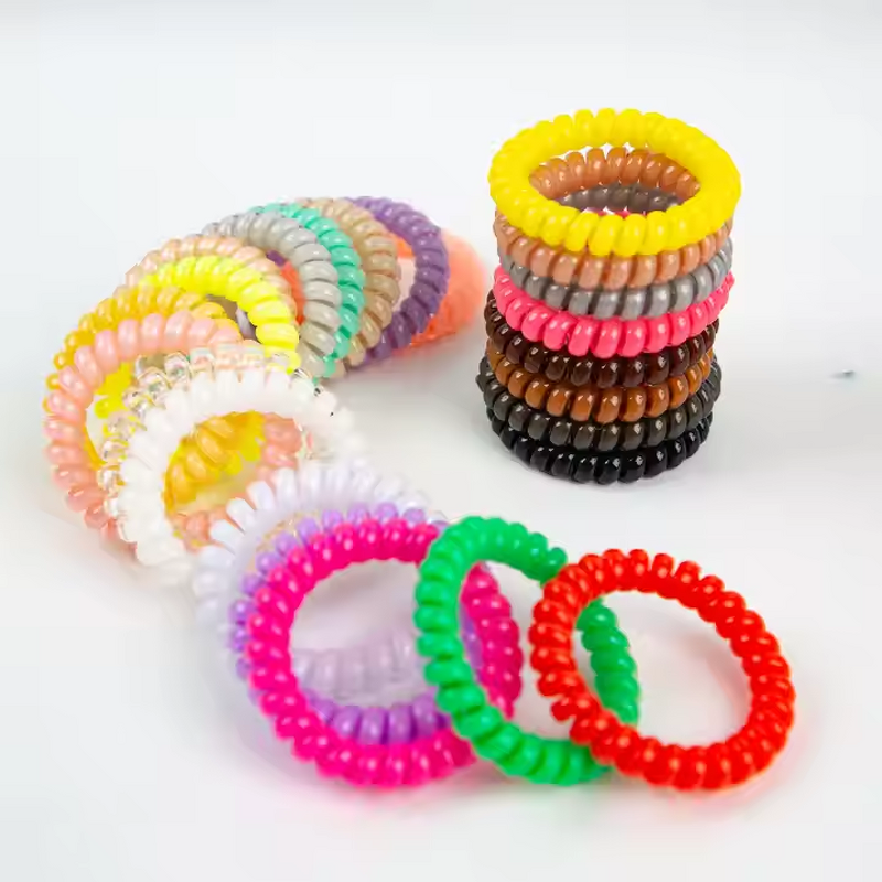 Hair Ties Manufacturer - Wholesales Women Jelly Jewelry 5.5CM Telephone Wire Spiral Coils Elastic