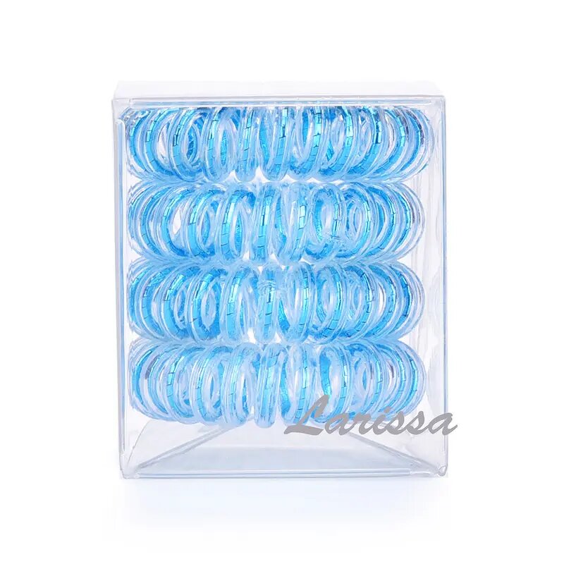 Hair Ties Manufacturer - Wholesales 4pcs/box Metallic Telephone Wire Traceless Spiral Strong Elastic Grip Coil