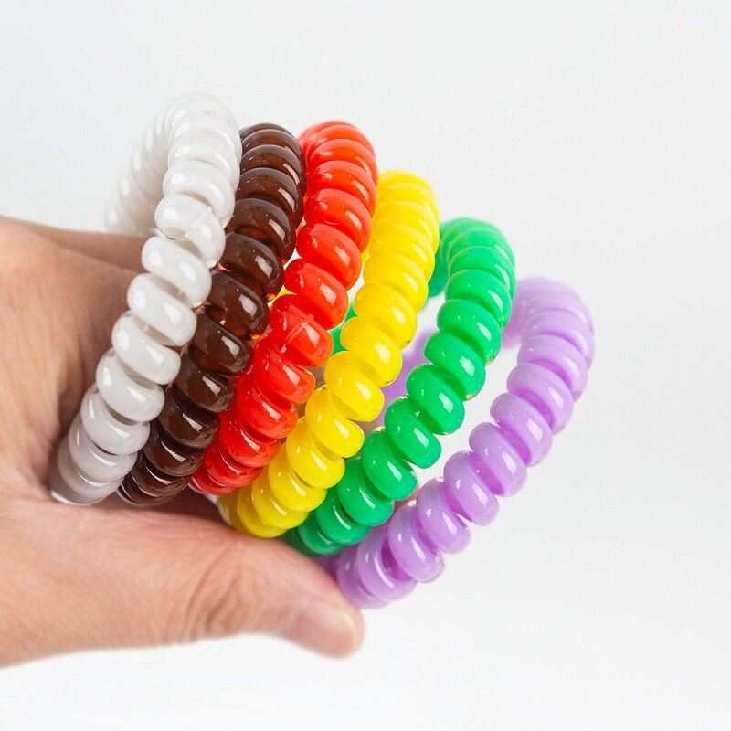 Hair Ties Manufacturer - Wholesales Women Jelly Jewelry 5.5CM Telephone Wire Spiral Coils Elastic