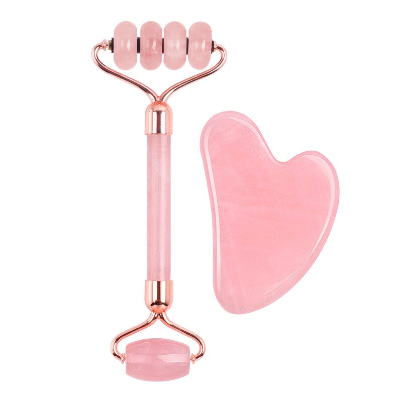 Facial Massager Set Manufacturer - SPA Collection Natural Rose Quartz Jade Roller and Gua Sha Anti Aging