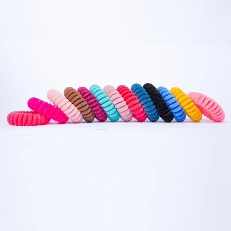 Hair Ties Manufacturer - Customizable Women Fashion Spiraled Rubber Band Telephone Wire Elastic Coil Ring