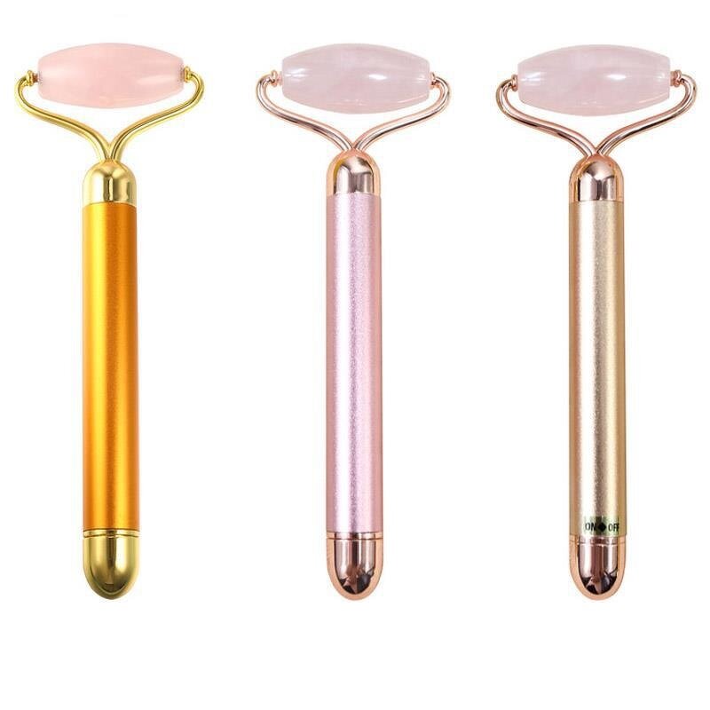 Facial Massager Manufacturer - Vibrating SPA Collection with 24K Gold Bar & Pink Quartz Jade Roller