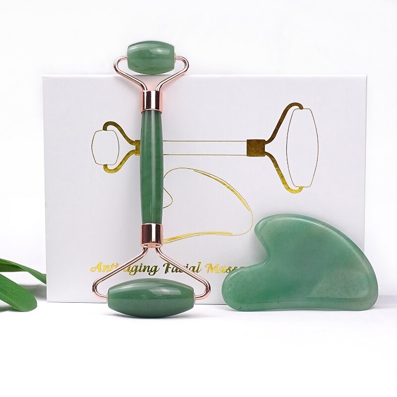 Facial Massager Set Manufacturer - Wholesale Natural Green Aventurine Jade Stone for Face Body Skincare Gua Sha