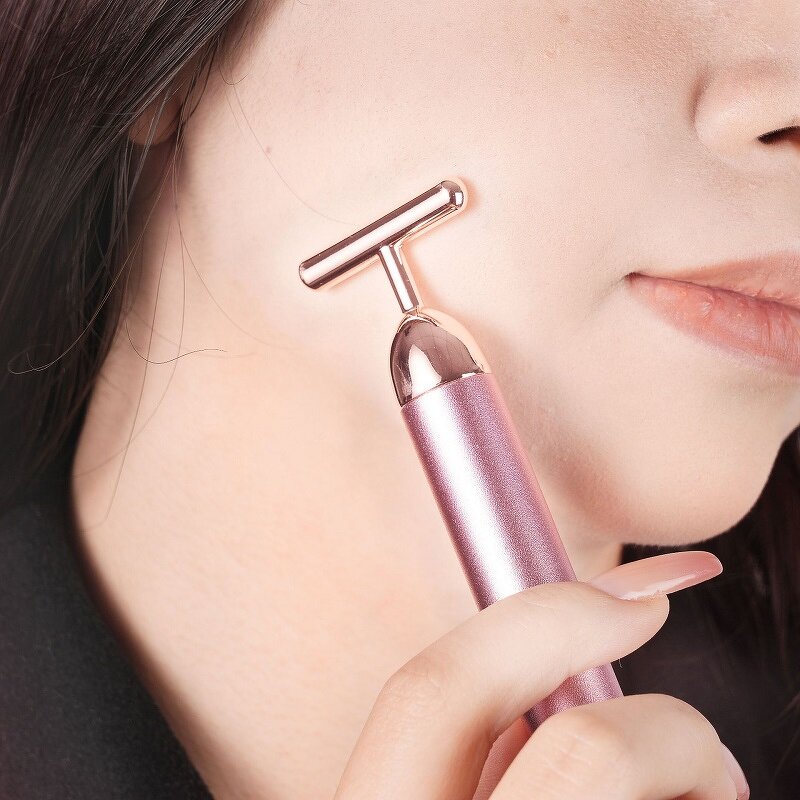 Facial Massage Roller Manufacturer - Gold T Shape Vibrating for Face Neck Lifting & Anti Aging