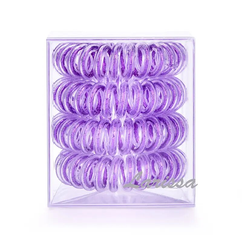 Hair Ties Manufacturer - Wholesales 4pcs/box Metallic Telephone Wire Traceless Spiral Strong Elastic Grip Coil