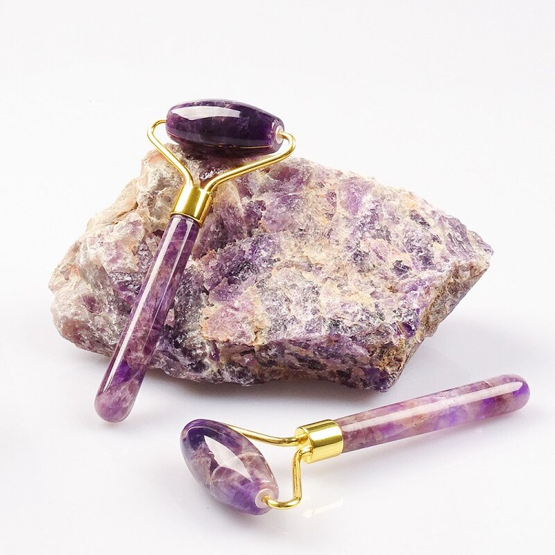 Facial Massager Manufacturer - Natural Stone Jade Acupressure Anti-Aging Crystal Single Head Amethyst