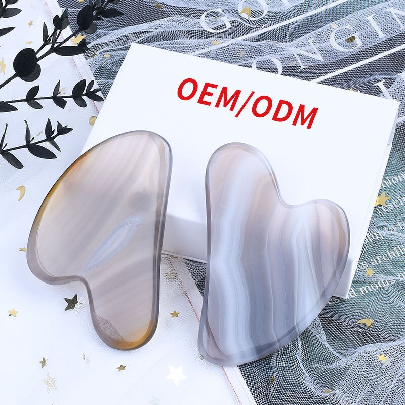 Gua Sha Tool Manufacturer - Customize Logo Grey Agate Natural Stone for Body Muscle Therapy & Skincare