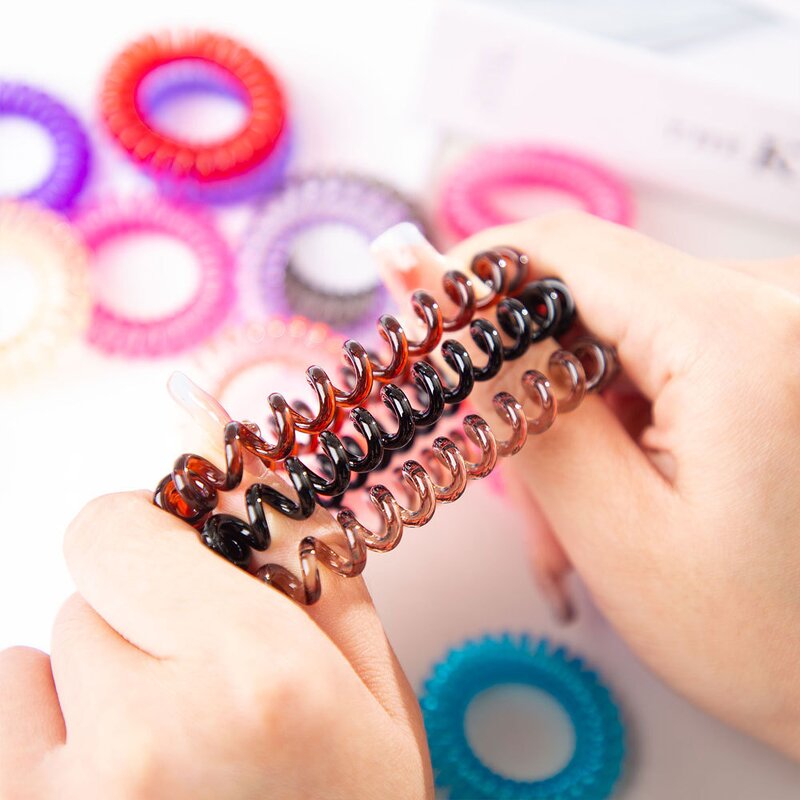 Hair Ties Manufacturer - Wholesales Women's Scrunchies 4cm Curly TPU Telephone Wire Line Elastic Rope