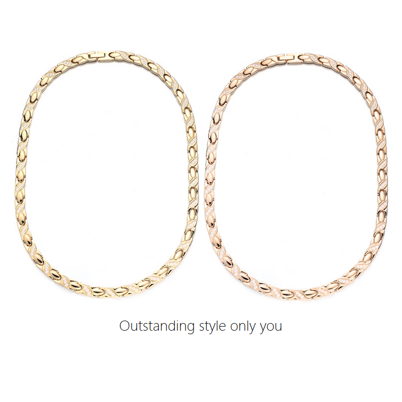 Magnetic Stainless Steel Necklace - Custom Adjustable Sport Negative Ion Chain