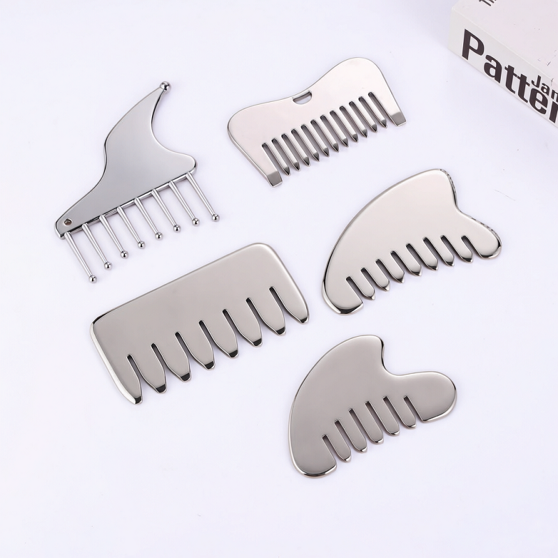 Stainless Steel Gua Sha Comb - Wholesale Facial Massage Beauty Tool