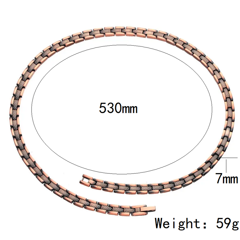 Pure Copper Magnetic Necklace - 99.9% Adjustable Link Chain Trendy Jewelry