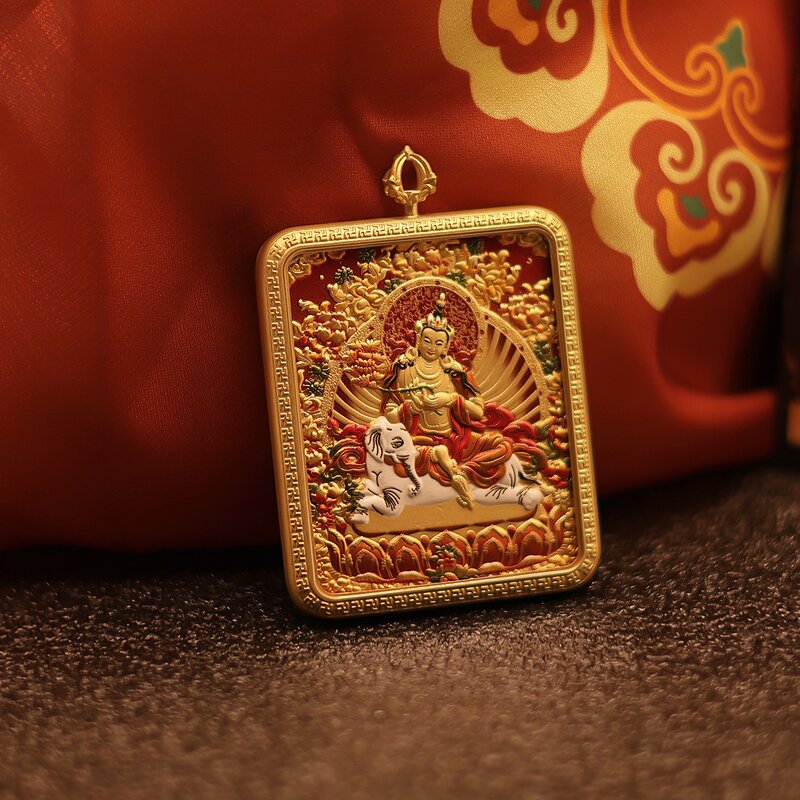 Tibetan Thangka Pendant - Authentic Handcrafted Buddhist Blessing Necklace