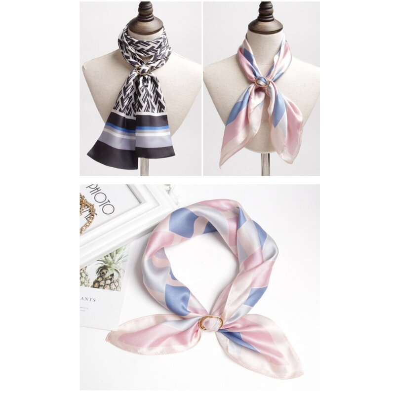 Stainless Steel Scarf Ring - Simple Gold Plated Ellipse Corner Knotting Tool