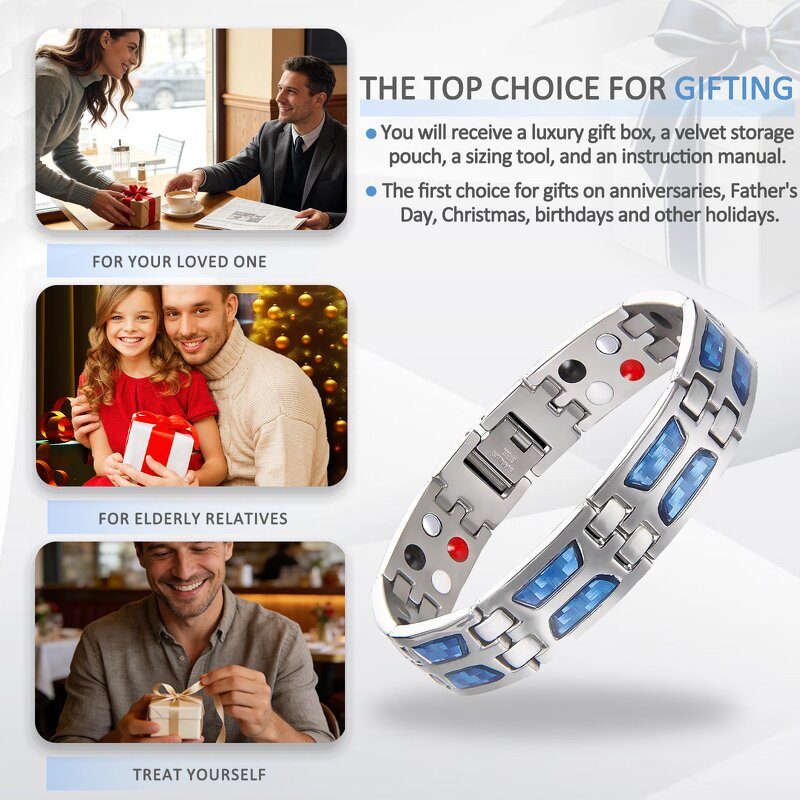 Magnetic Strip Bracelet - Customizable Double Row Pain Relief Men Gift