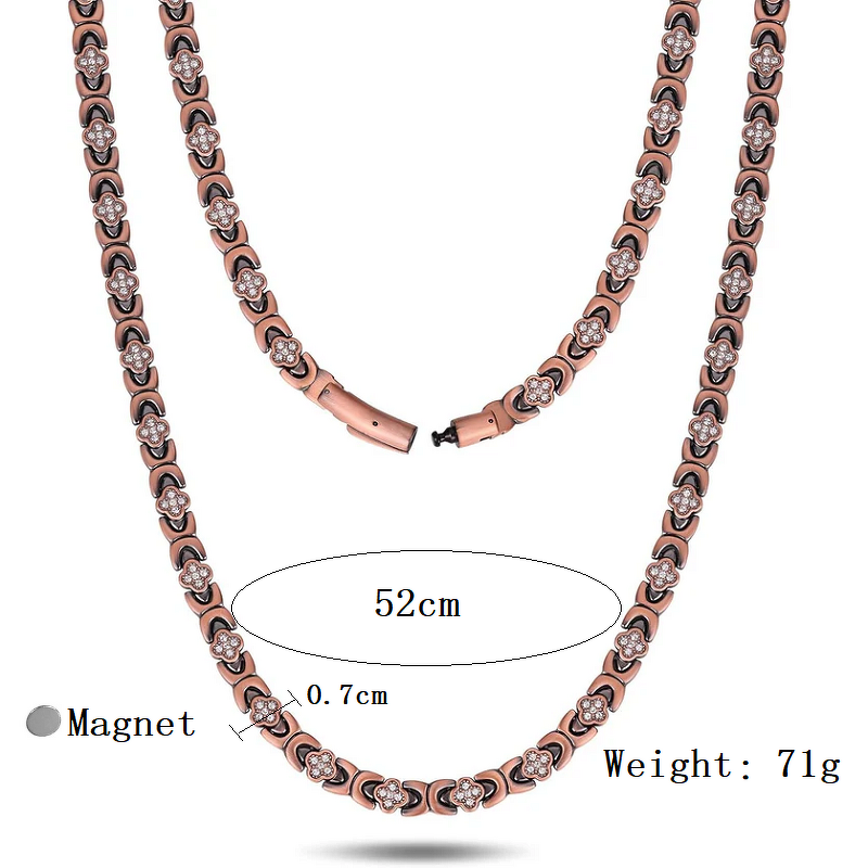 Pure Copper Magnetic Necklace - 99.9% Arthritis Four Leaf Clover Jewelry