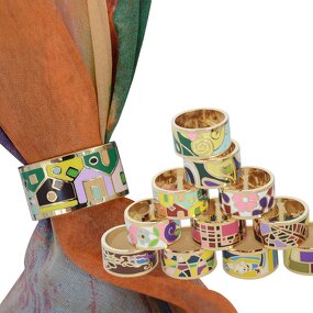 Enamel Silk Scarf Buckle - High Quality Gold Plated Custom Scarf Ring