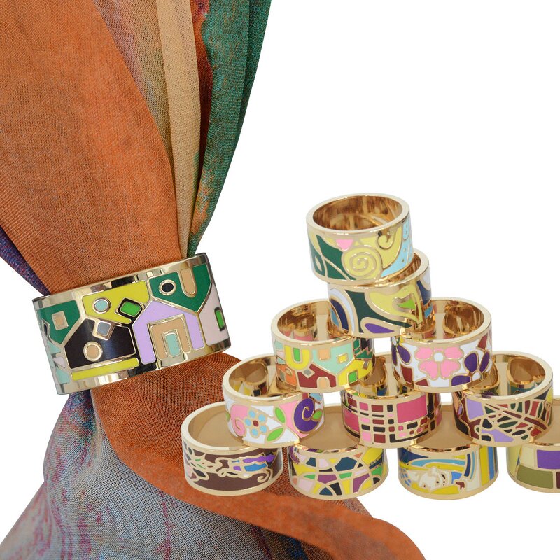 Enamel Silk Scarf Buckle - High Quality Gold Plated Custom Scarf Ring