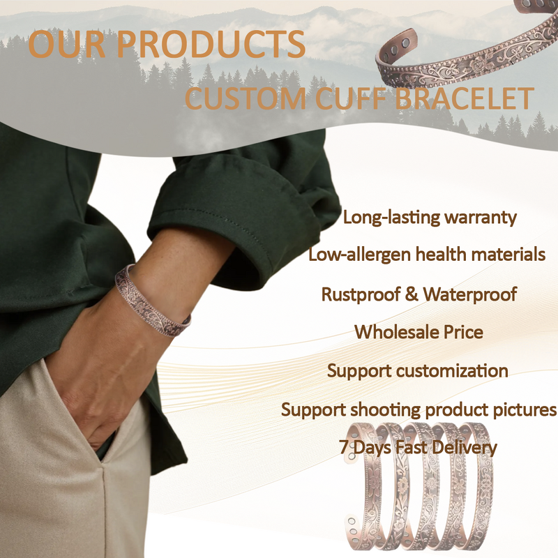 Pure Copper Magnetic Bracelet - Wholesale 99.99% Adjustable Health Cuff