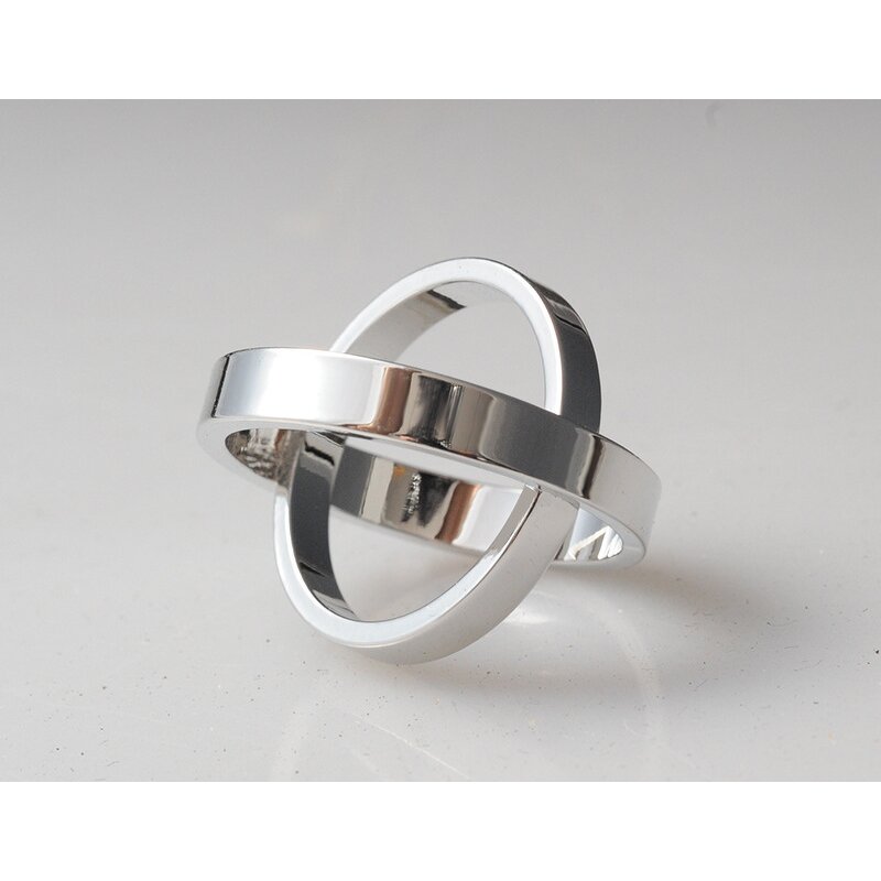 Double Circle Scarf Ring - Elegant Stainless Steel Women Wedding Jewelry