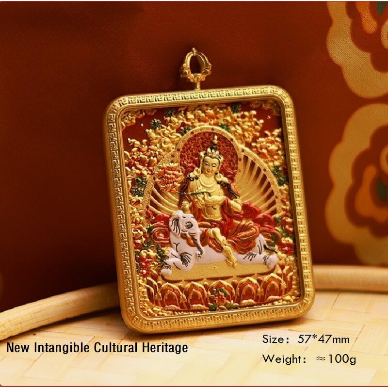 Tibetan Thangka Pendant - Authentic Handcrafted Buddhist Blessing Necklace