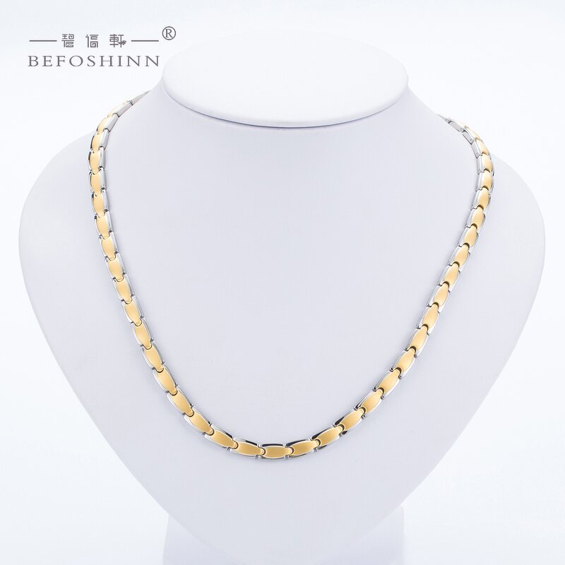 Titanium Men Necklace - Custom Bio Health Luxury Gold Plated Gift Chain