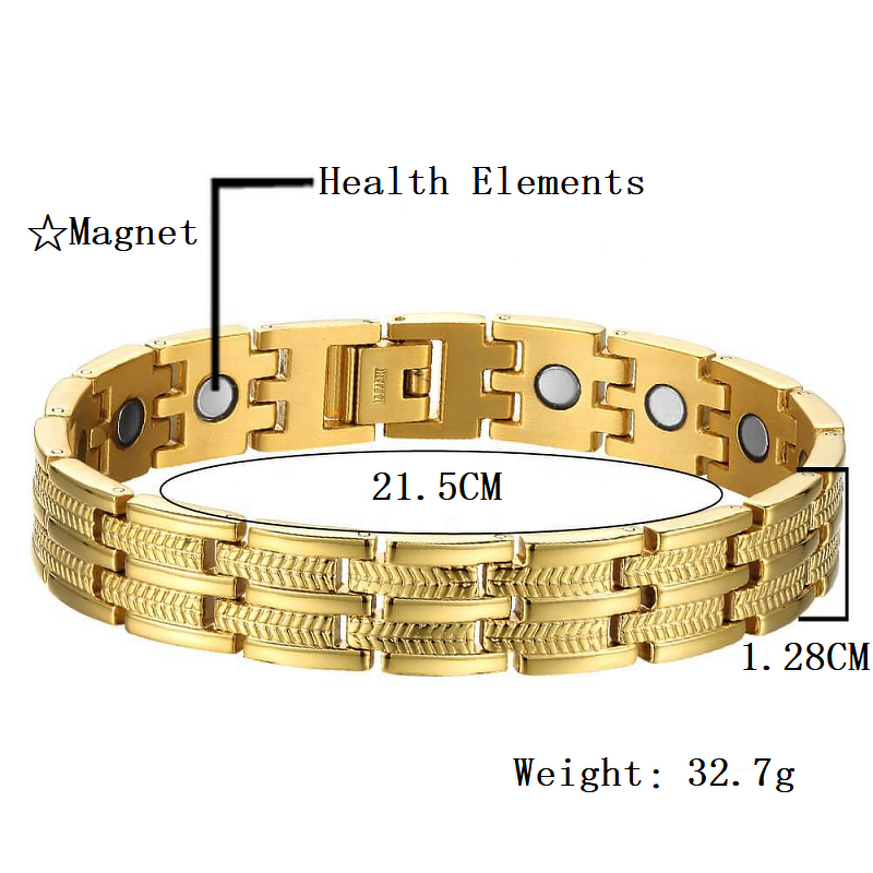 18K Gold Plated Magnetic Bracelet - Hot Sell Steel Men Women Fashion Jewelry