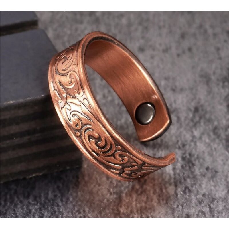Copper Magnetic Cuff Ring - Antique Retro Adjustable Men Women Jewelry