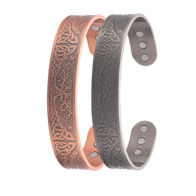 Viking Magnetic Bracelet - Vintage Tree of Life Custom Pure Copper Jewelry