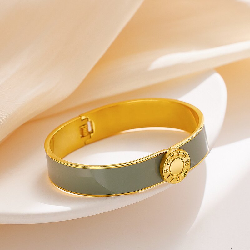 Enamel Bracelet for Women - Trendy 18K Gold Plated Fashion Gift Jewelry