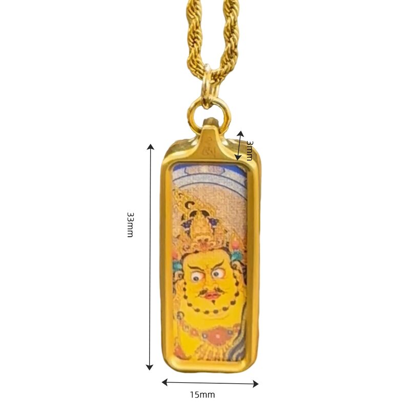 Tibetan Thangka Pendant - Ethnic Buddhist Fortune Wealth Protect Amulet