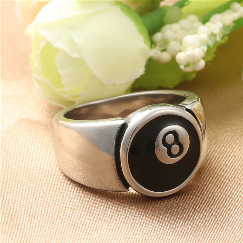 Billiard Stainless Steel Ring - Vintage Punk Adjustable Hip Hop Rock Jewelry