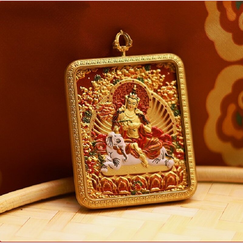 Tibetan Thangka Pendant - Authentic Handcrafted Buddhist Blessing Necklace