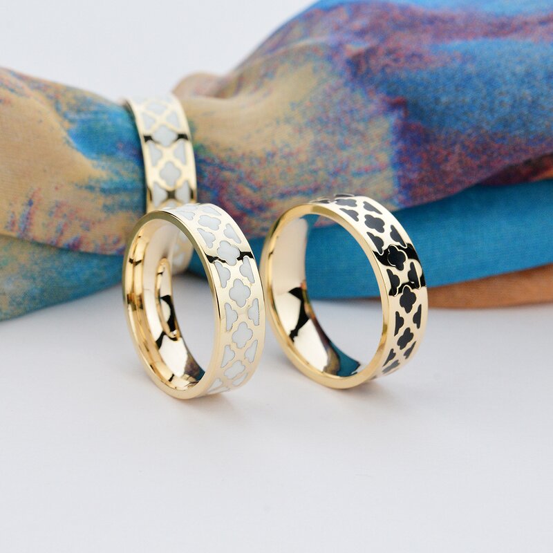 Enamel Scarf Buckle - Custom Stainless Steel Women Wedding Gift Ring