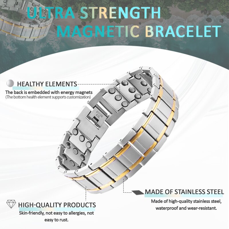 Stainless Steel Magnetic Bracelet - Fashion Senior Health Wellness Gift