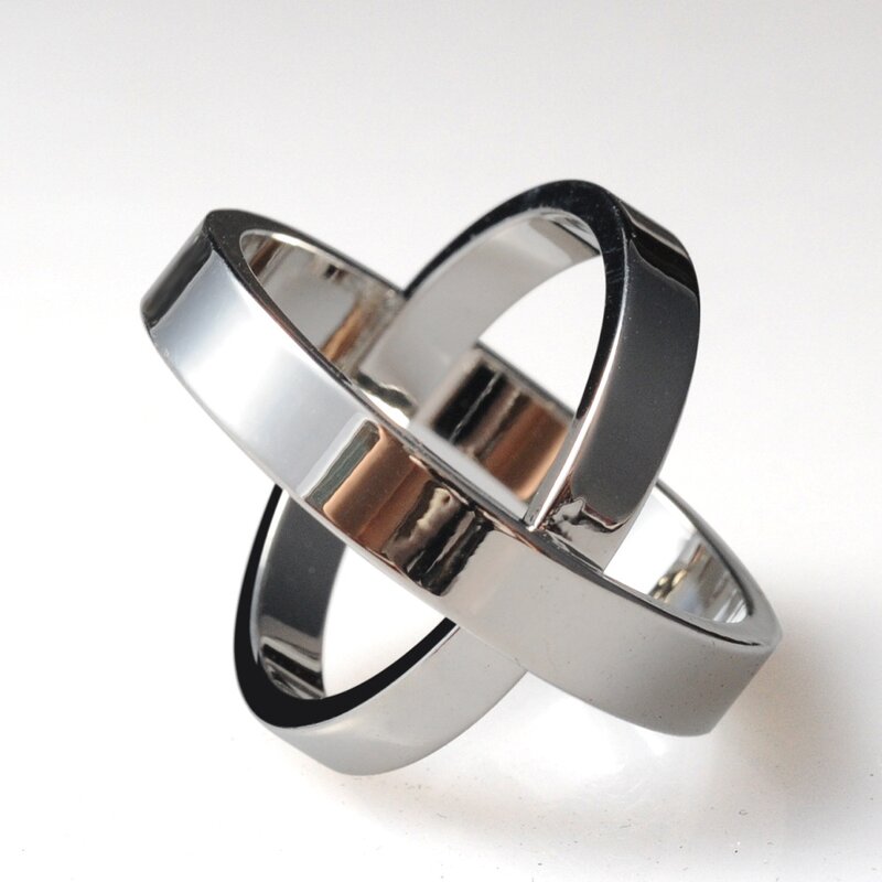 Double Circle Scarf Ring - Elegant Stainless Steel Women Wedding Jewelry