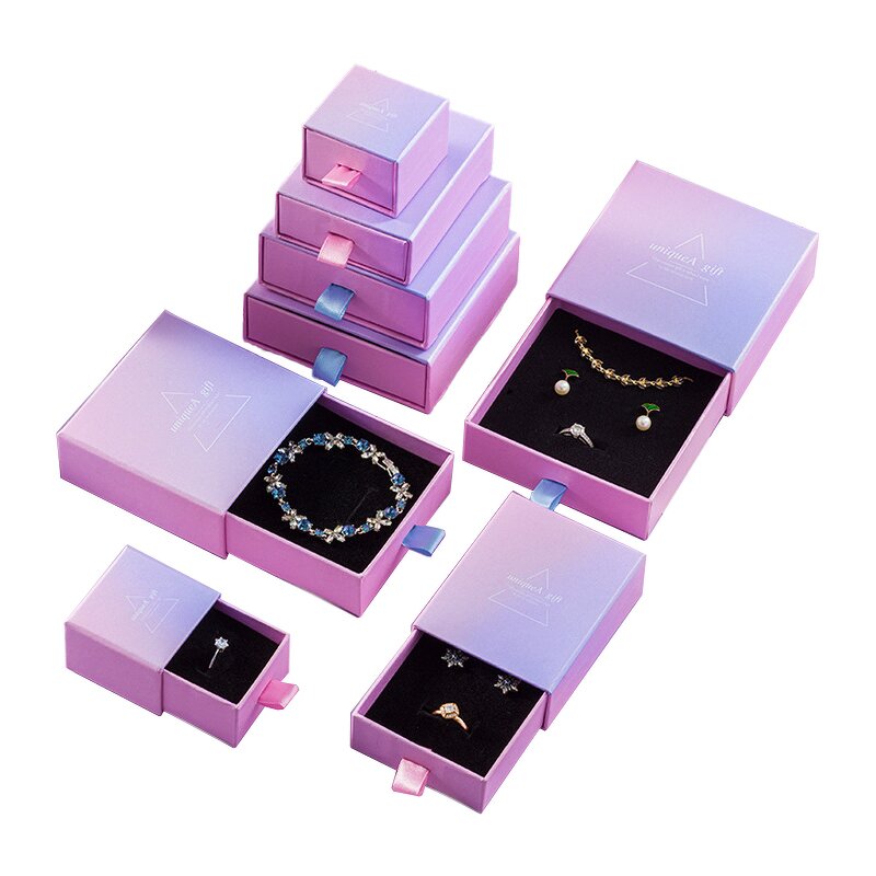 Gradient Pull-Out Jewelry Box - Ring Necklace Ear Stud Daily Storage Case