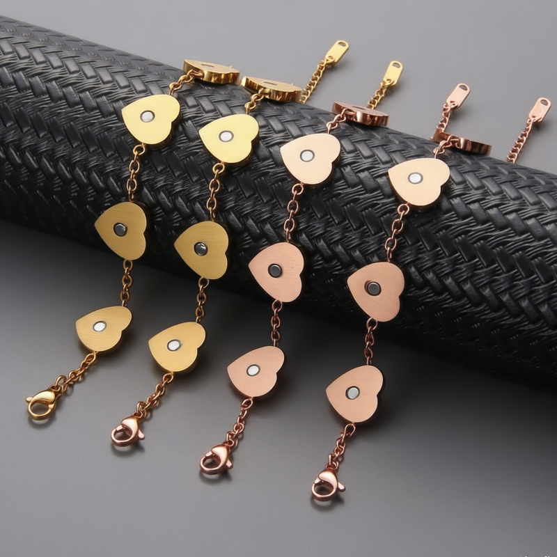 Magnetic Stainless Steel Bracelet - Fashion Heart Adjustable Ladies Jewelry