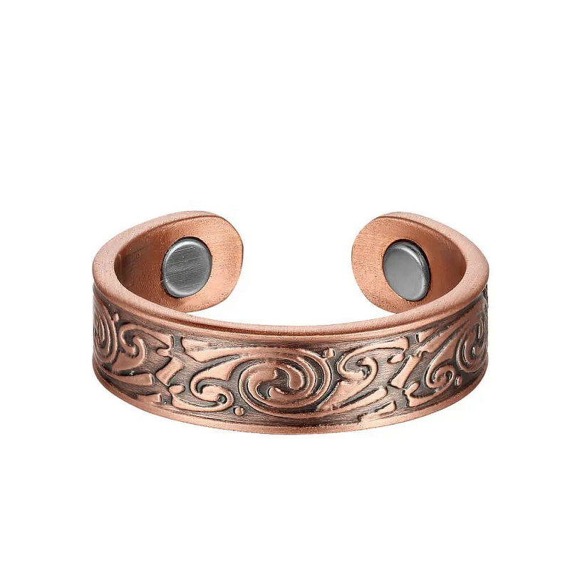 Copper Magnetic Cuff Ring - Antique Retro Adjustable Men Women Jewelry