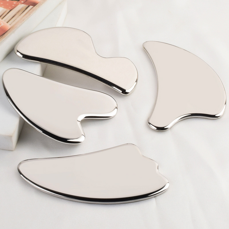Metal Gua Sha Facial Tool - High End Stainless Steel Face Neck Scraper