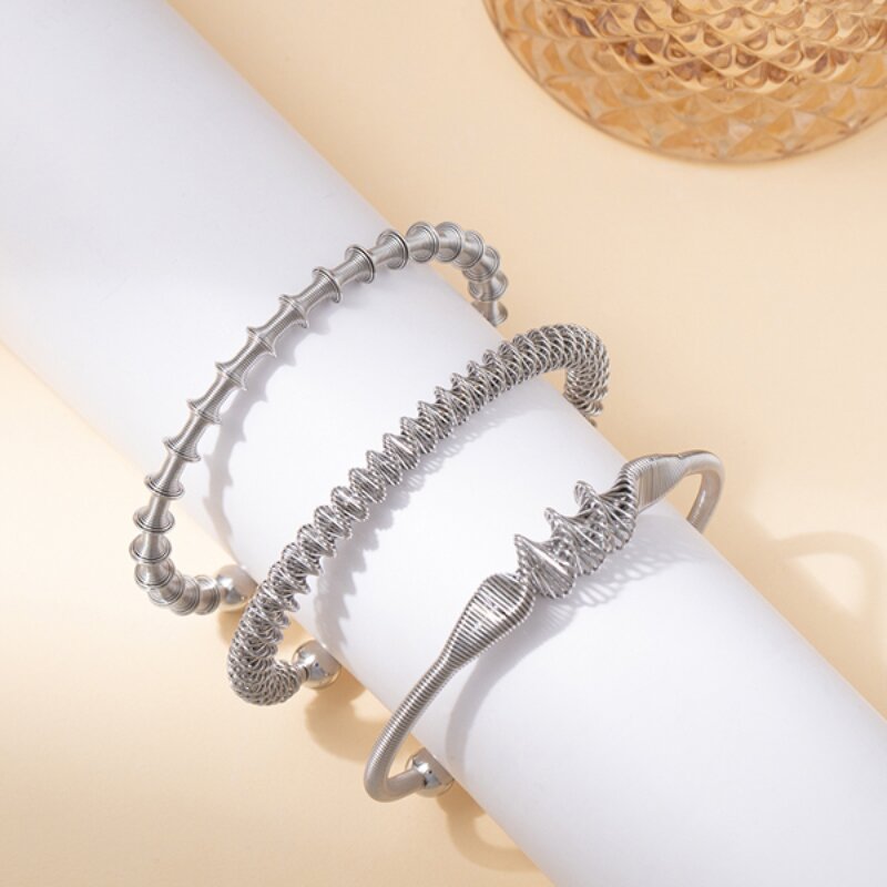 Cuff Bracelet for Women - 18K Gold Plated Waterproof Twisted Spring Jewelry