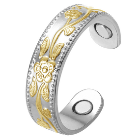 Pure Copper Magnetic Ring - Vintage Flower Design Women Jewelry
