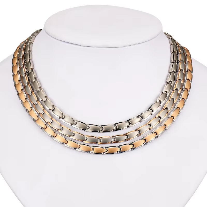 Titanium Men Necklace - Custom Bio Health Luxury Gold Plated Gift Chain