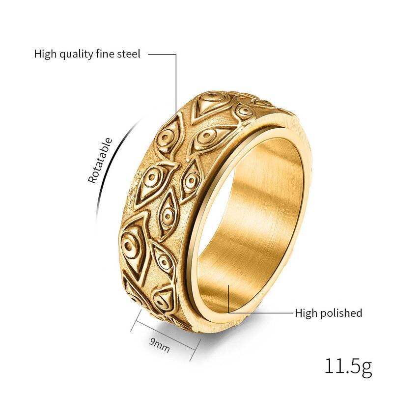 God's Eye Men Ring - Hot Selling Vintage Gold Plated Rotatable Evil Eye