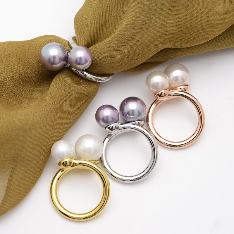 Pearl Scarf Buckle Ring - Malaysia Silk Hijab Wedding Party Jewelry