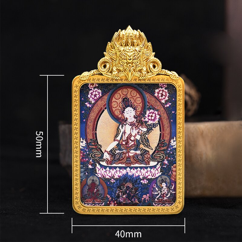 Guan Yu Thangka Pendant - Chinese Hand-Painted Buddha Statue Religious Jewelry